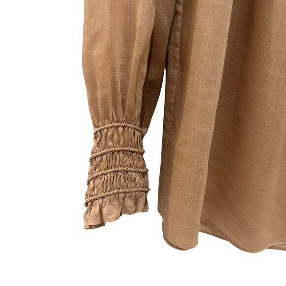 LAFAYETTE 148 NEW YORK Paley Smocked Blouse in Honey/Gold Smock Size Sma… - Picture 5 of 8